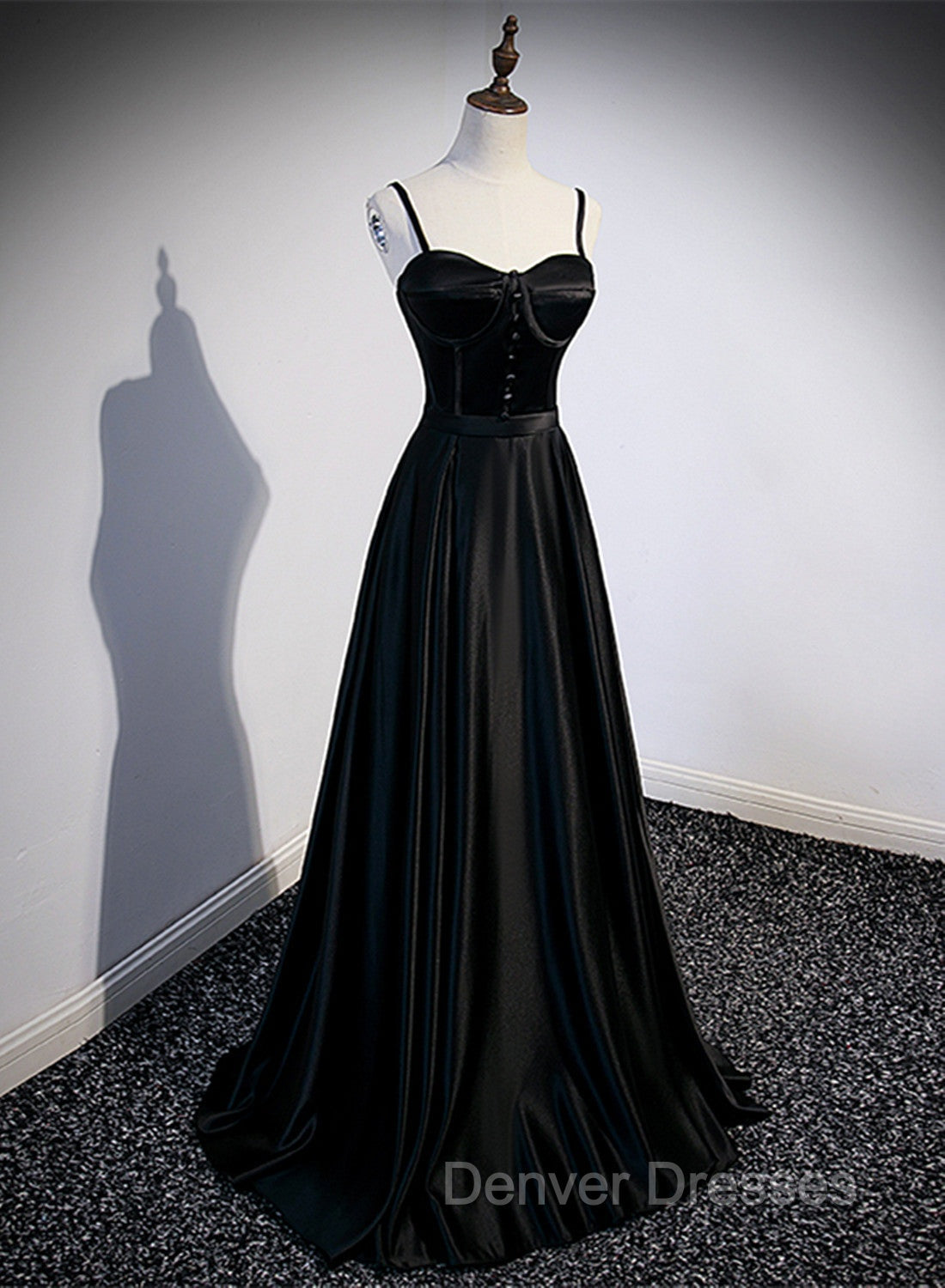 Black Satin Long Party Dress Black Simple Junior Prom Dress prom Dress shops