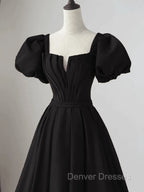 Black Satin Long Party Dress Prom Dress A-line Black Formal Dress prom Dress shops