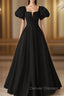 Black Satin Long Party Dress Prom Dress A-line Black Formal Dress prom Dress shops