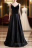 Black Satin Spaghetti Straps Prom Dress