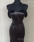 Black Sequin Off Shoulder Mermaid Dress