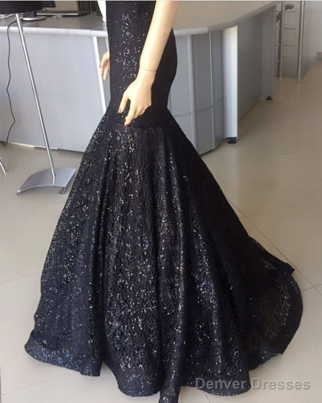 Black Sequin Pattern Prom Dresses Mermaid V-Neck Secondary image