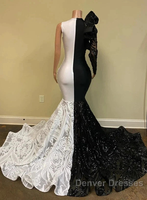 Black Sequin Trumpet Mermaid Long Sleeve Prom Dress Secondary image