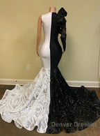 Black Sequin Trumpet Mermaid Long Sleeve Prom Dress