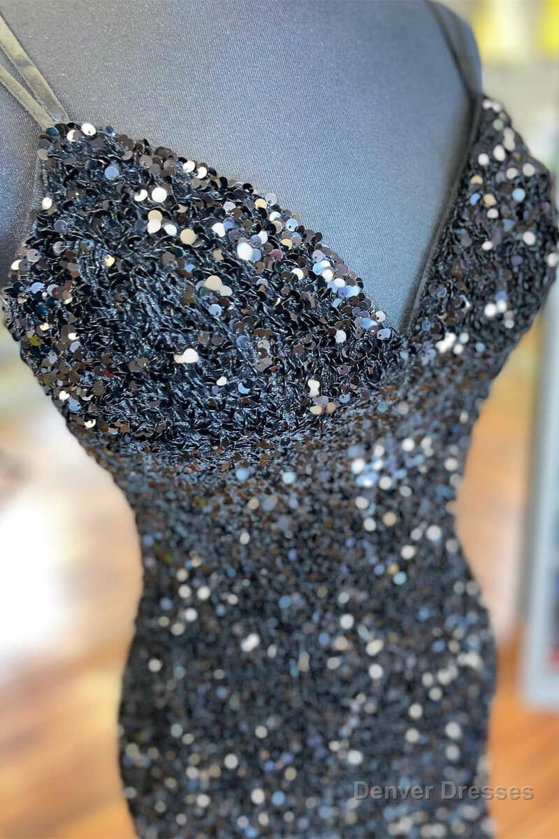 Black Sequin V-Neck Backless Short Homecoming Dress Wedding Secondary image