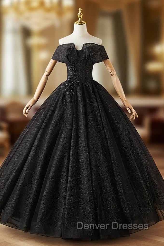 Black Sequins Off the Shoulder Appliques Quinceanera Dress Main image