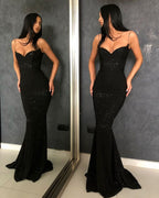 Black Sheath Open Back Spaghetti Straps Equins Prom Dress