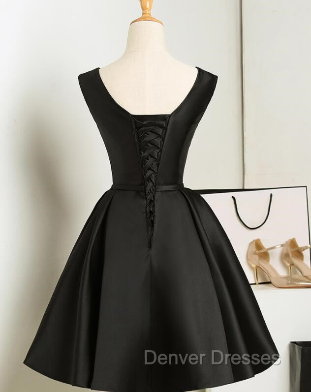 Black Short V-neckline Knee Length Party Dress, Black Homecoming Dress Prom Dress Secondary image