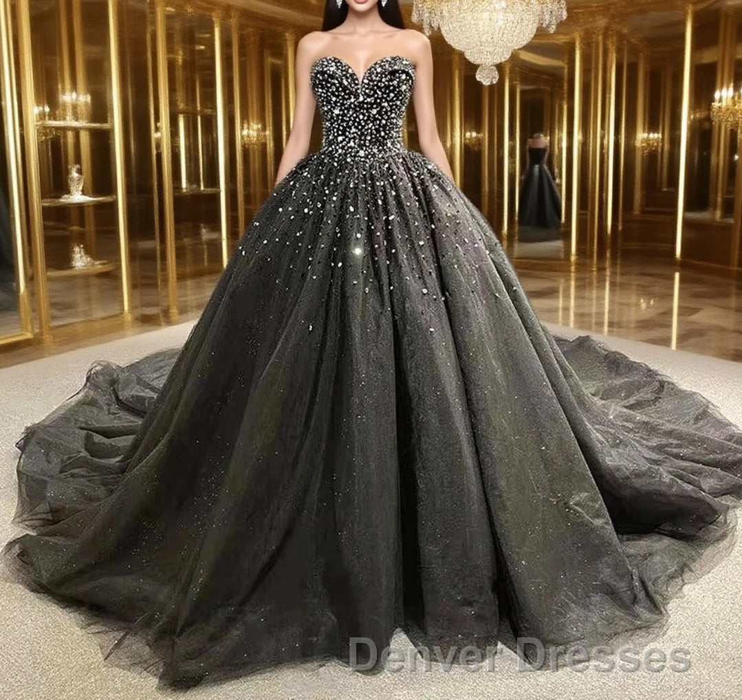 Black Strapless Dress Sweetheart Tulle Quinceanera Dress Main image