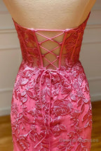Black Strapless Prom Dress with Appliques