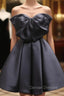 Black Sweetheart Neck Satin Short Prom Dress, Black Homecoming Dress