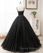 Black Sweetheart Tulle Long Prom Dress, Black Formal Sweet 16 Dress
