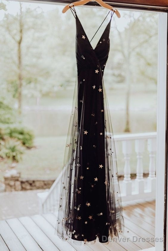 Black Tulle Gold Star Wedding Dress. Fashion Prom Gown Main image