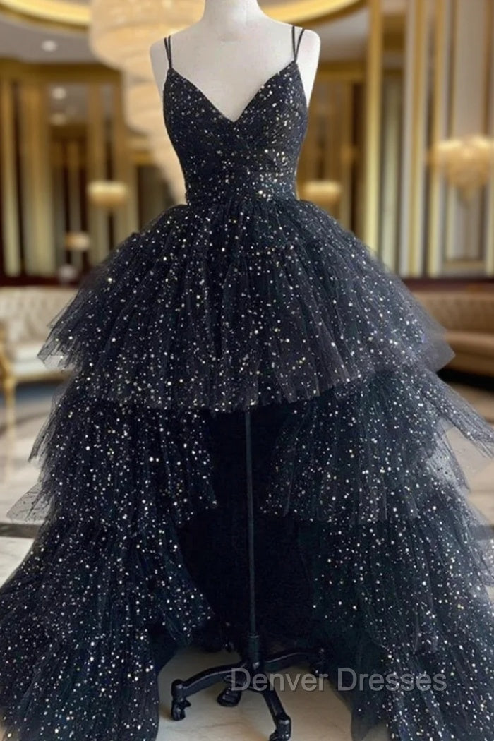 Black Tulle  Spaghetti Straps Prom Dress Main image