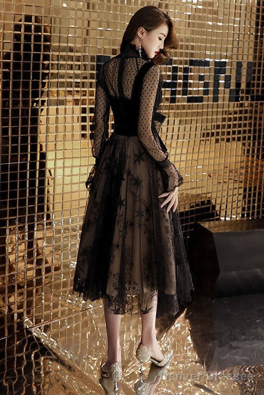 Black Tulle Lace Short Dress, Black Lace Homecoming Dress Secondary image