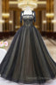 Black Tulle Lace Straps Prom Dress