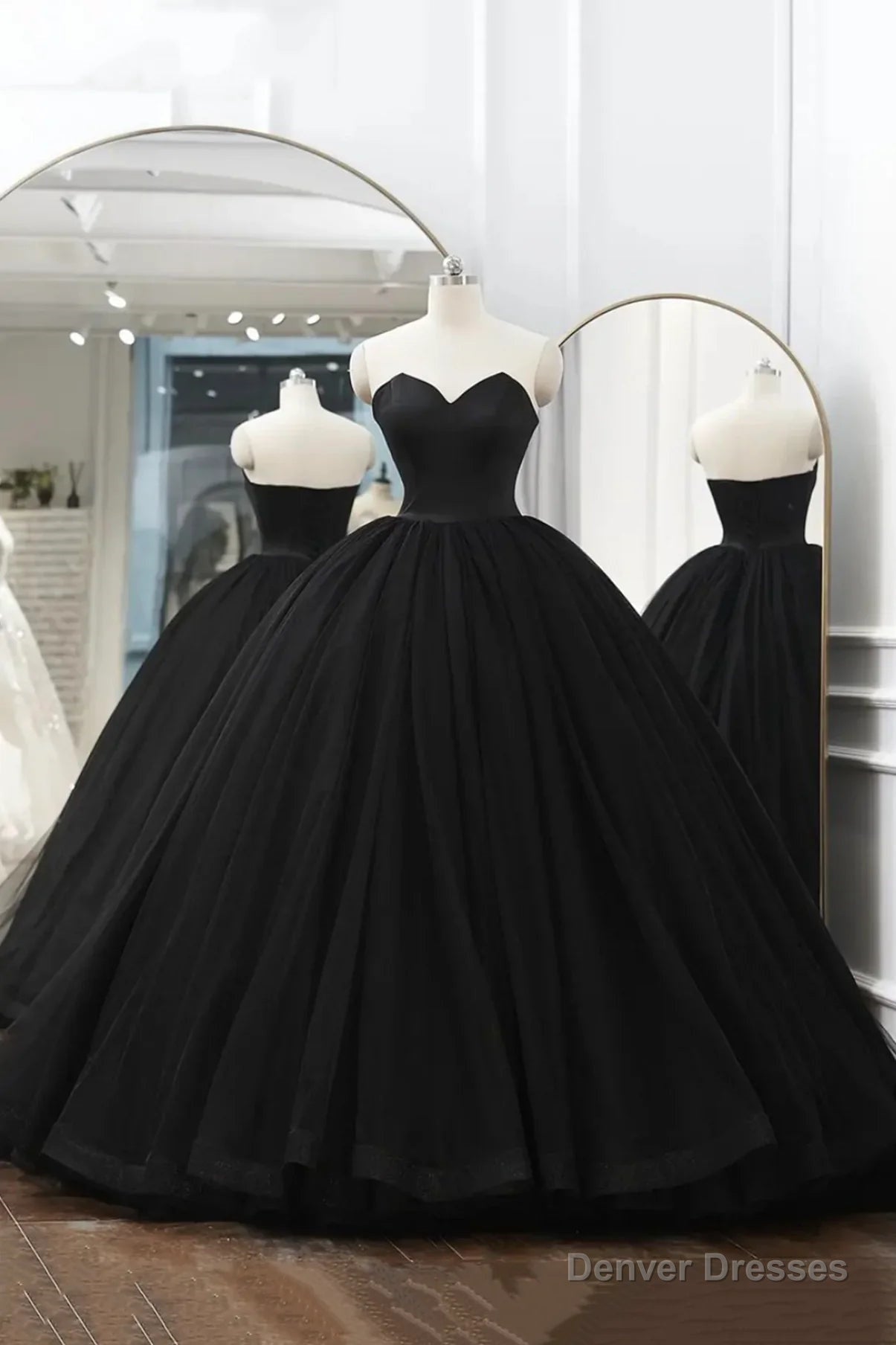 Black Tulle Long Ball Gown Prom Dresses,Vintage Long Evening Dress Main image