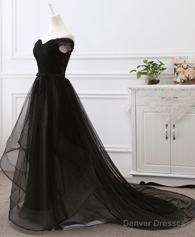 Black Tulle Long Prom Dress, Black Evening Dresses Main image