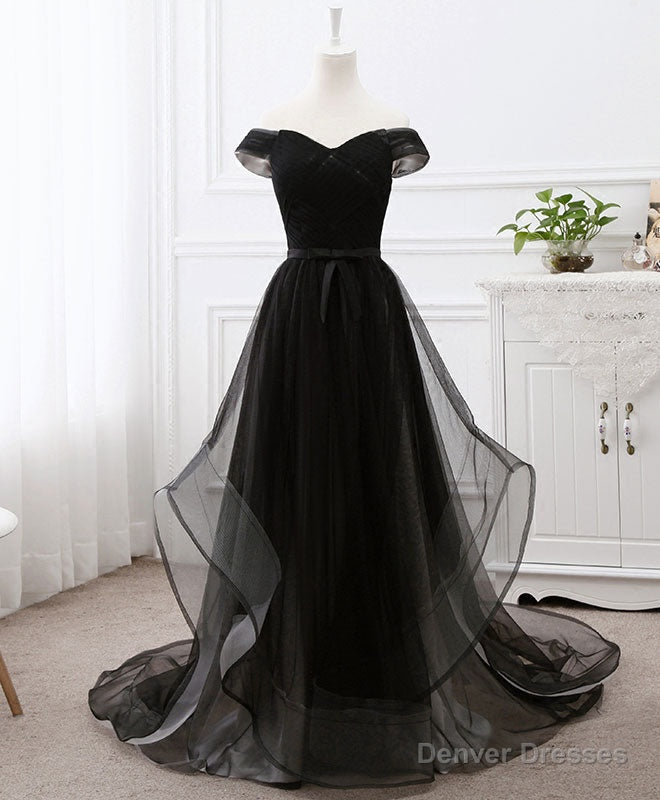 Black Tulle Long Prom Dress, Black Evening Dresses Secondary image