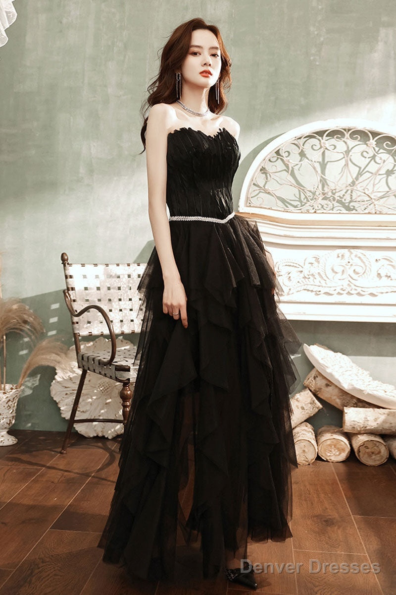 Black Tulle Long Prom Dress Black Tulle Evening Dress