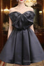 Black Tulle Satin Short Prom Dress, Black Homecoming Dress