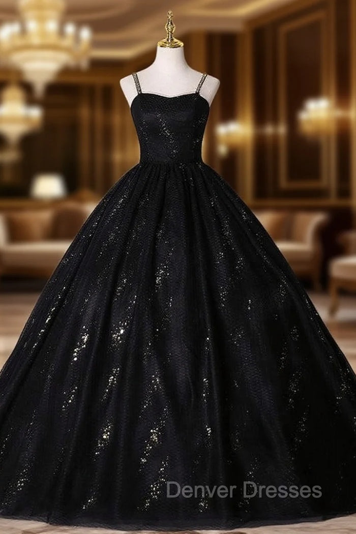 Black Tulle Sequins Straps Quinceanera Dress Main image