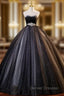 Black Tulle Sequins Sweetheart Pleats Crystal Quinceanera Dress