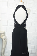 Black Tulle Sheath/Column Floor-Length Prom Dresses