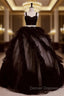 Black Tulle Straps Sequins Quinceanera Dress