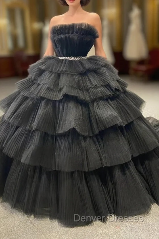 Black Tulle Sweetheart Beading Prom Dress Main image