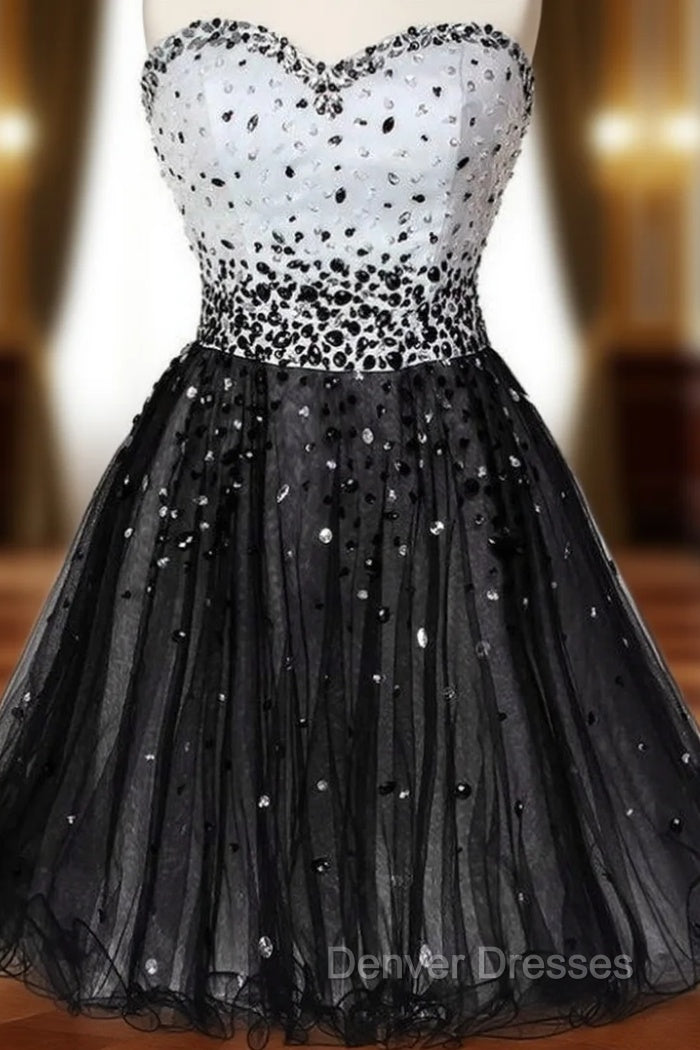 Black Tulle Sweetheart Beading Short Homecoming Dress Main image