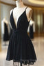 Black V-neck Chiffon Backless Homecoming Dress