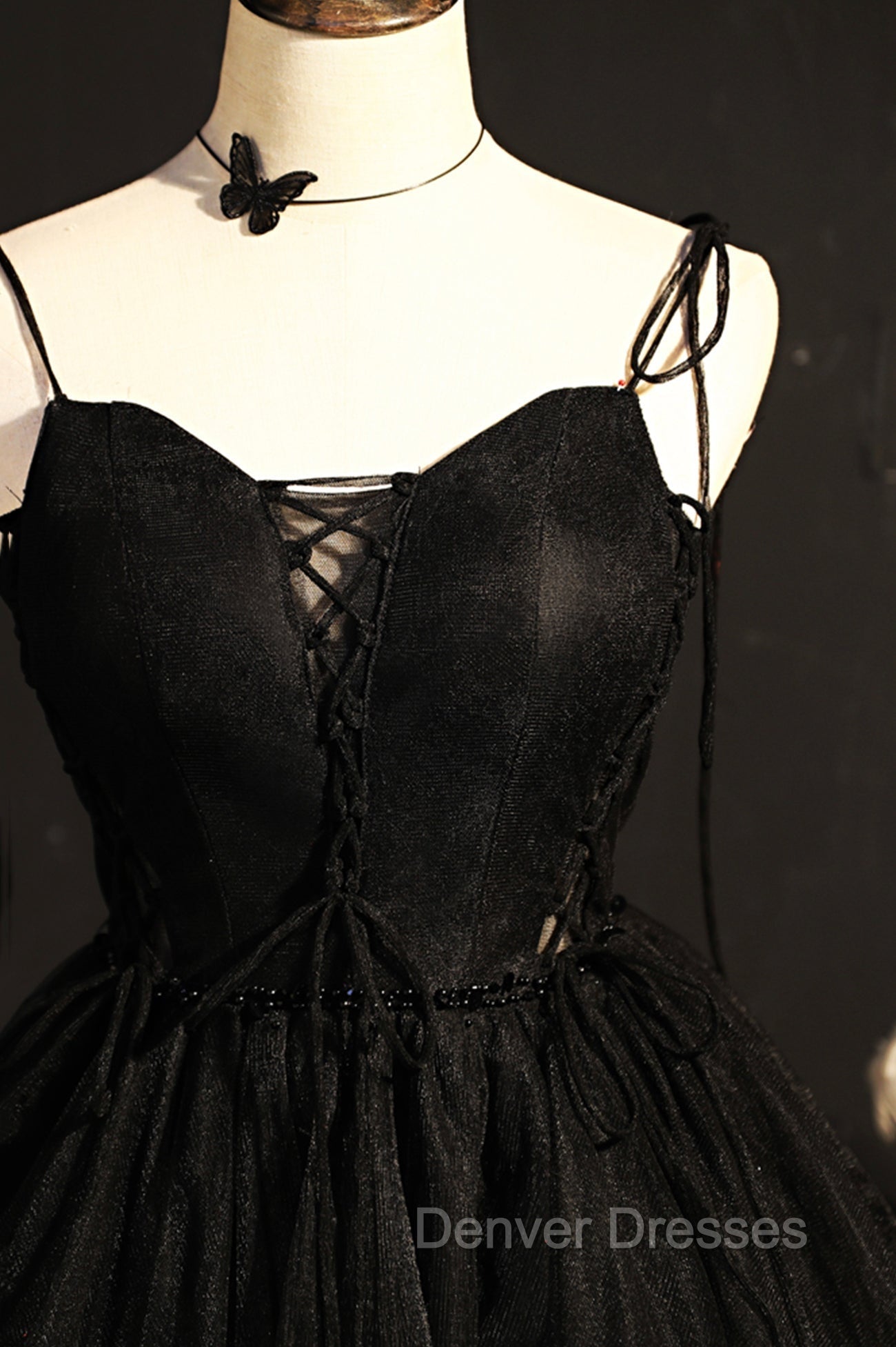 Black V-Neck Tulle Short Prom Dress, Black A-Line Homecoming Party Dress Secondary image