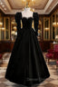 Black Velvet Crystal Prom Dress With Detachable Sleeve