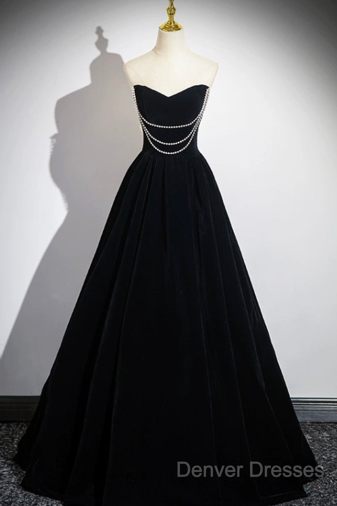Black Velvet Long A-Line Prom Dress, Off The Shoulder Evening Party Dress