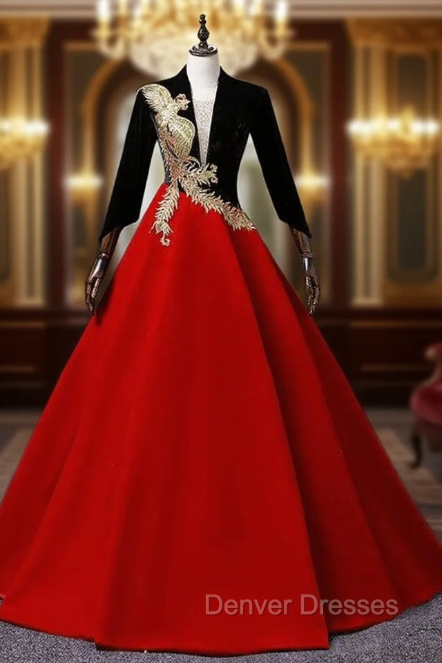 Black Velvet Long Sleeve Backless Appliques Quinceanera Dress