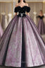 Black Velvet Short Sleeve Ball Gown Prom Dress