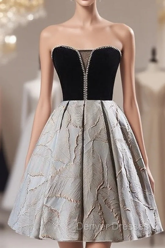 Black Velvet Strapless Homecoming Dress Main image