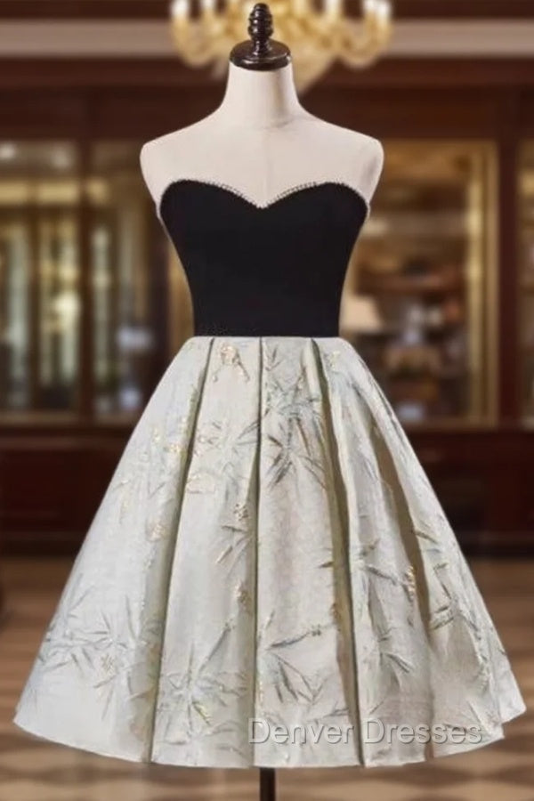 Black Velvet Strapless Pearls Homecoming Dress Main image