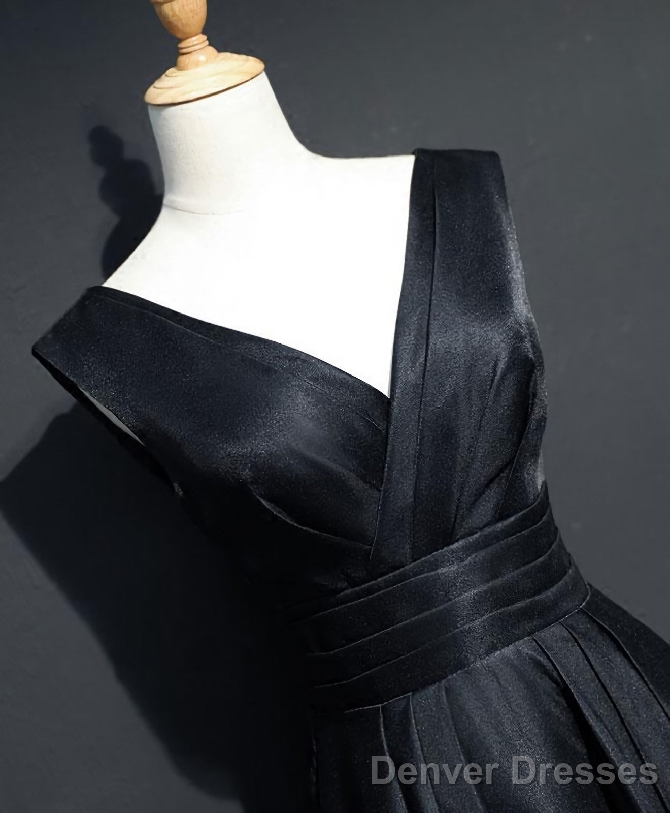 Simple Black V Neck Long Prom Dress, Black Evening Dress Secondary image