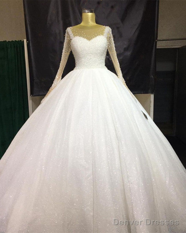Bling Ball Gown Wedding Dress With Sleeves Main image