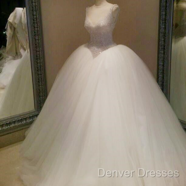 Bling Bling Beading V Neck Organza Ball Gowns Wedding Dress Secondary image