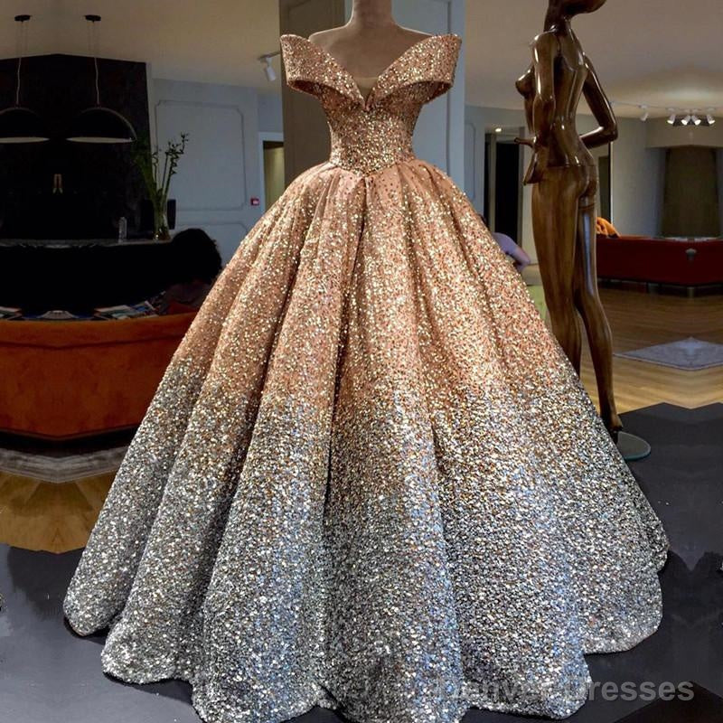 Bling Bling Off The Shoulder Ball Gown Wedding Dress With Sequins And Crystal Beads