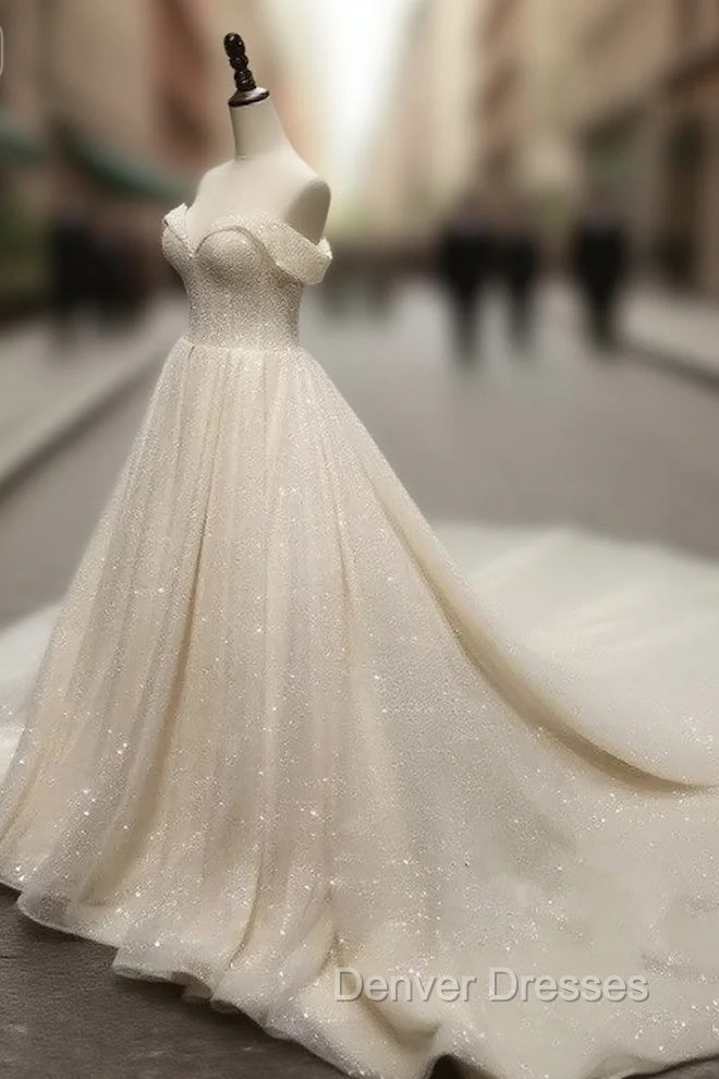 Bling Bling Wedding Dress Sequins Off Shoulder Main image