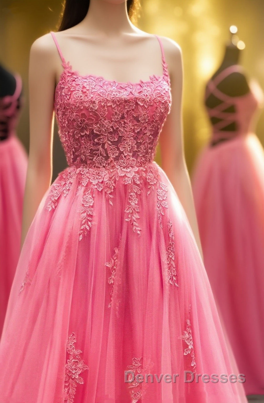 A-Line Lace Backless Prom Dress, Long Formal Graduation Dress Main image