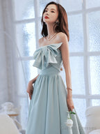 Blue A Line Long Prom Dress, Blue Formal Party Dress