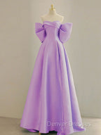 Blue A-Line Satin Long Prom Dress, Blue Satin Evening Dress