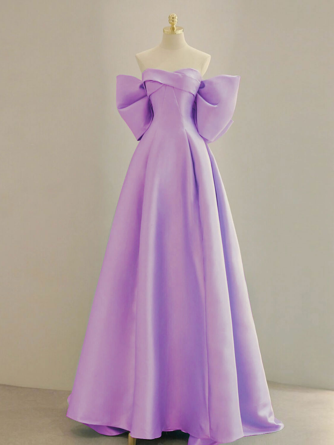 Blue A-Line Satin Long Prom Dress, Blue Satin Evening Dress