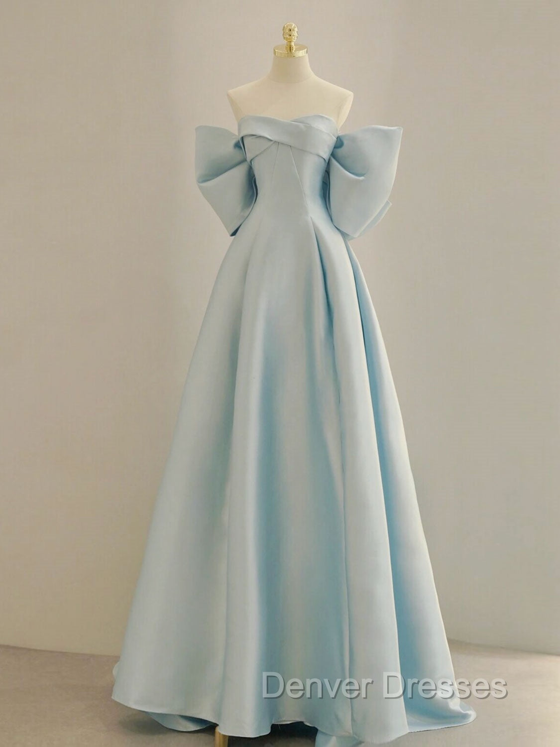 Blue A-Line Satin Long Prom Dress, Blue Satin Evening Dress Secondary image