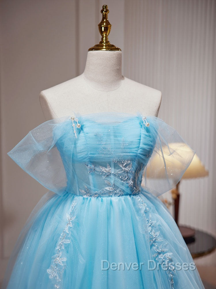 Blue A-Line Short Prom Dress, Cute Blue Homecoming Dress